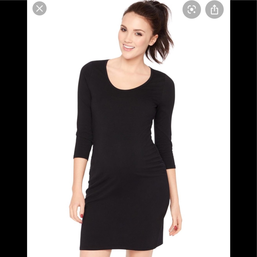 Black BumpStart Maternity Dress 3/4 Sleeve Med